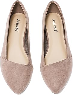 Ataiwee Women's Wide Flat Shoes Pointed Elegant Ballet Flats.