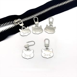 Zipper Pullers Replacement for Jackets and Bags, Removable Metal Slide Head, Easily Repair Broken Zippers (Silver)