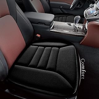 kingphenix Memory Foam Car Seat Cushion for Driver and Office Chair Comfort | 1.2-Inch-Thick Memory Foam Seat Pad, Soft, Breathable Fabric, Non-Slip Silicone Bottom for Long Drives and Office Use, Black