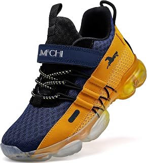 JMFCHI Boys Running Shoes Breathable Mesh Slip-On Athletic Tennis Sneakers
