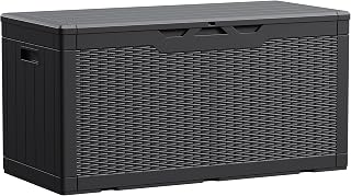 Devoko 100 Gallon Waterproof Deck Box, Resin Large Outdoor Storage Box | 110 External Gallons Lockable Storage Container Indoor Outdoor for Patio Cushions, Garden Tools & Pool Supplies
