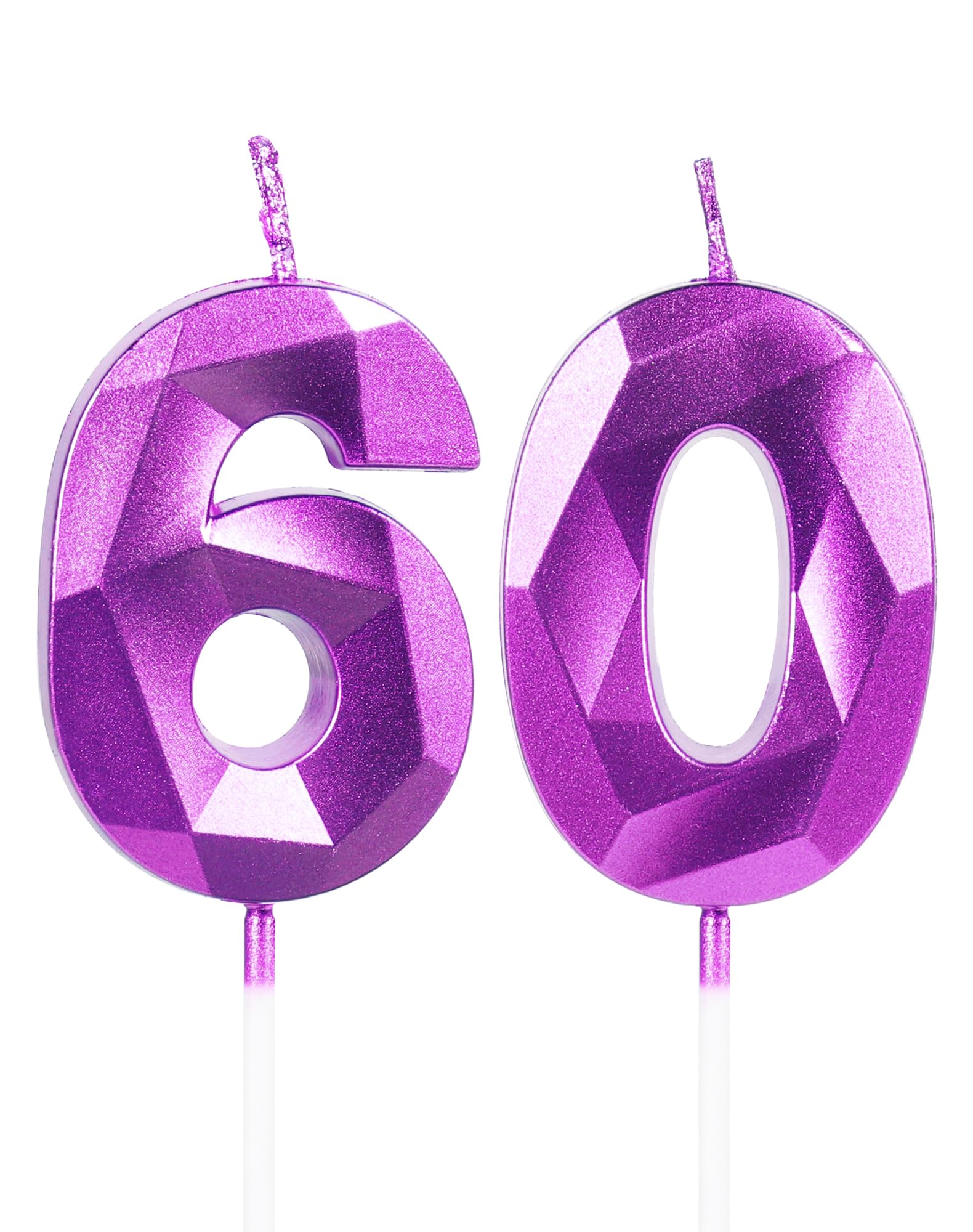 Yiran Number 60 Candles,60th Birthday Candles,Purple Happy Birthday Candle for C
