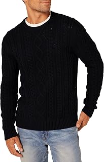 Amazon Essentials Mens Long-Sleeve 100% Cotton Fisherman Cable Crewneck Sweater