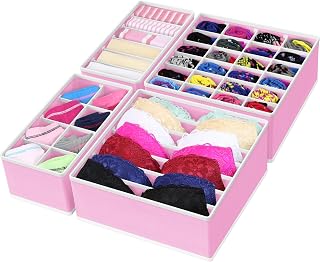 Simple Houseware 4-Pack Drawer Organizer Set for Underwear/Socks/Bra, Pink