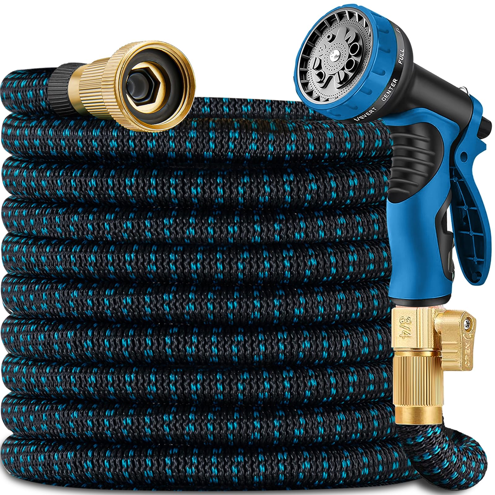 75 ft Expandable Garden Hose with 10 Spray Nozzle - Heavy Duty Superior Strength
