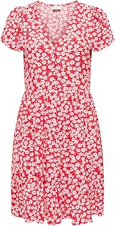 JDY Summer Dress V Neck Short Sleeve Printed Button Design