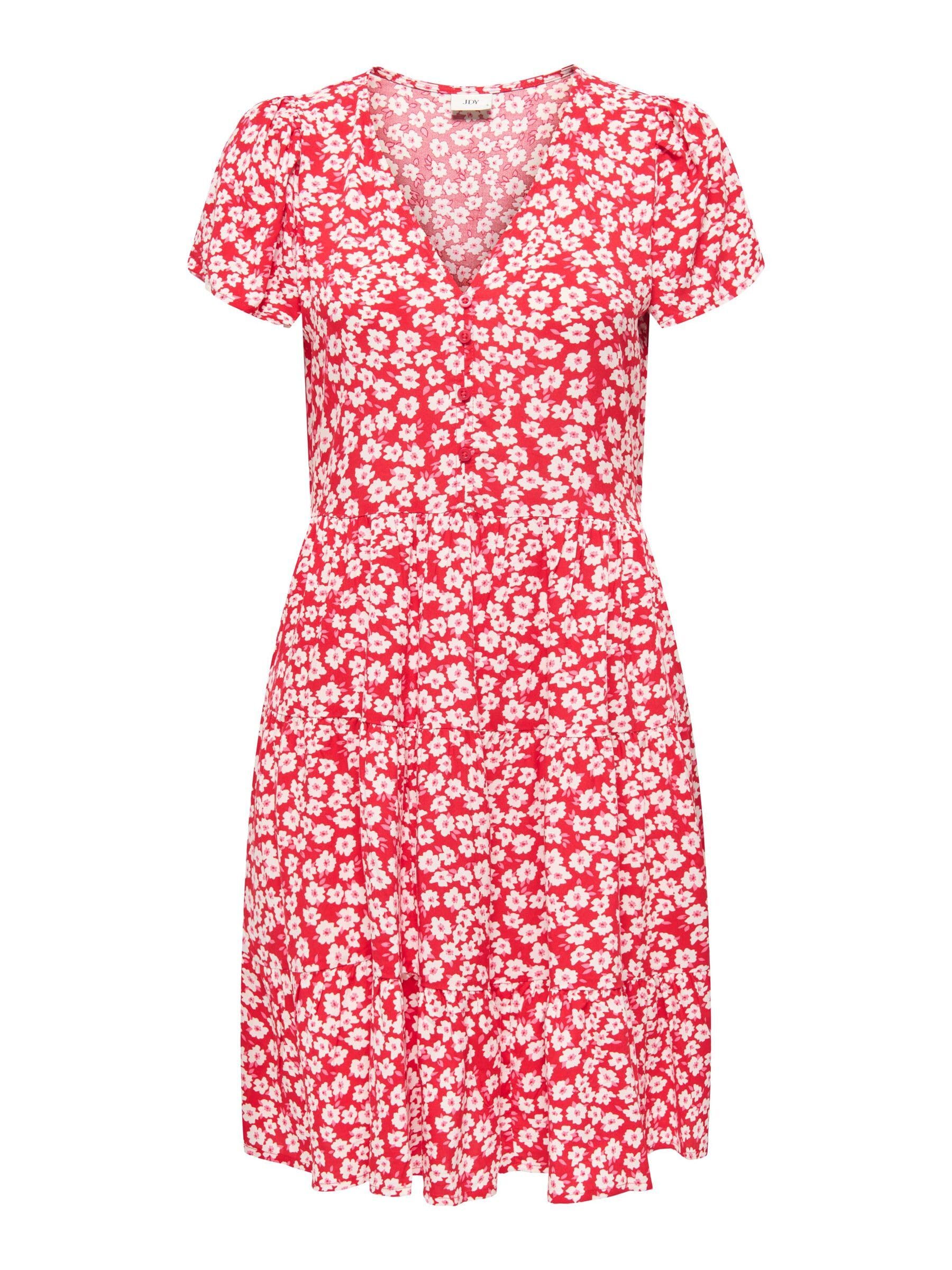 JDY Summer Dress V Neck Short Sleeve Printed Button Design