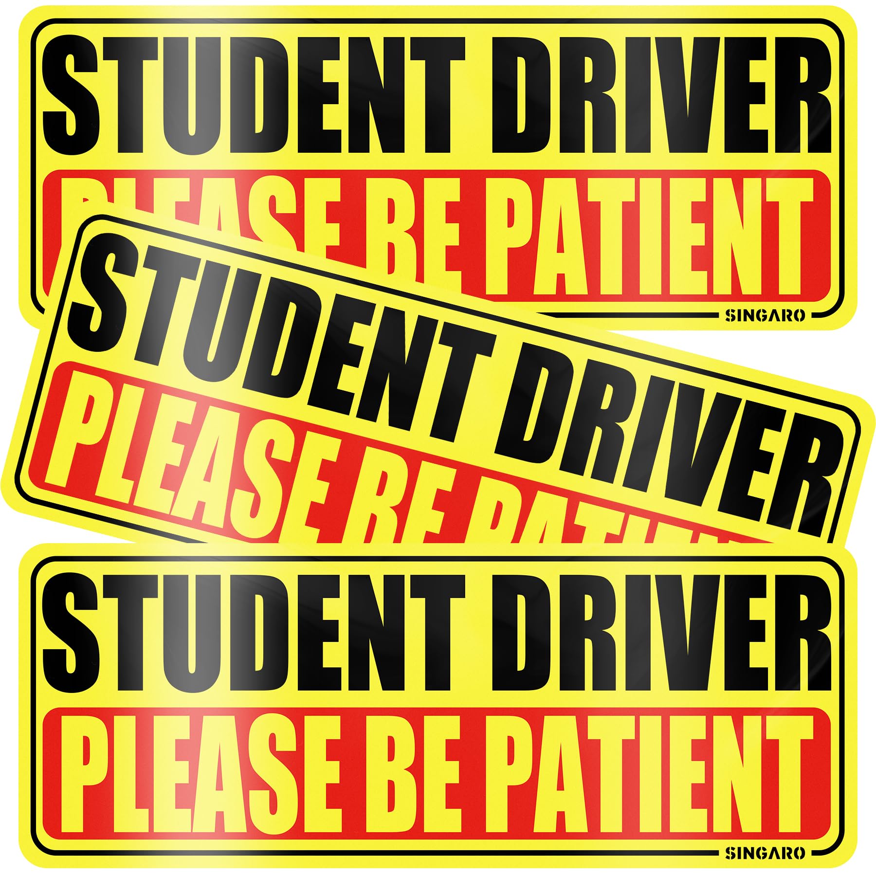 SINGARO Student Driver Magnet for Car - Please Be Patient, 3Pcs Magnetic Reflect