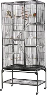 Yaheetech 69-Inch Large Bird Cage for Parakeets Budgies, 3-Tier Flight Cage | Detachable Rolling Stand Bird Cage, Slide-Out Tray for Easy Cleaning, Multi-Door, 0.4" Bar Spacing, Free Accessories