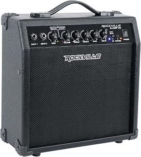 Rockville G-AMP 20 Guitar Amplifier, Bluetooth Combo Amp with 6.5" Speaker | 3-Band EQ, 20W RMS, Dual Inputs, Clean/Overdrive, Headphone Jack, Portable