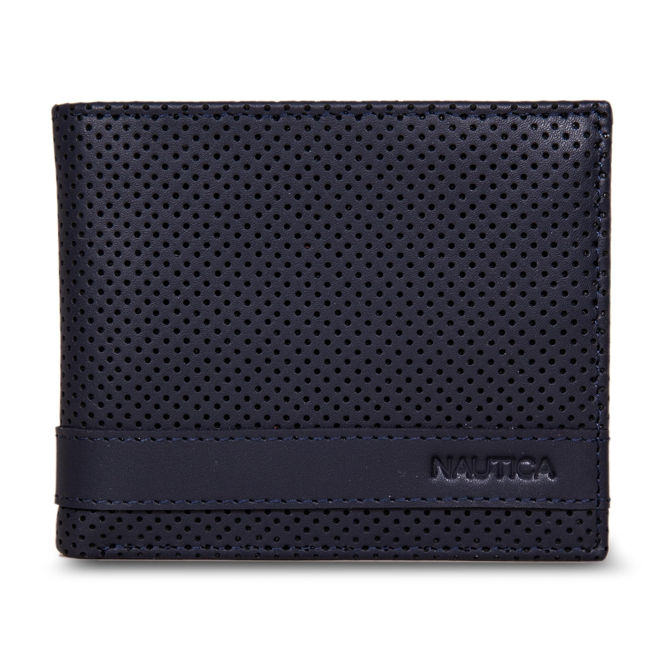 Nautica Men's Bifold Leather Wallet | RFID Blocking | ID Window | Card Slots | O