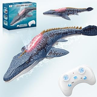 Remote Control Mosasaurus Dinosaur Toys for Boys Kids Swimming Pool High Simulation Toys, Electric RC Sea Monster with Light & Spray Water Birthday Gift for Ages 3 4 5 6 7 8 9