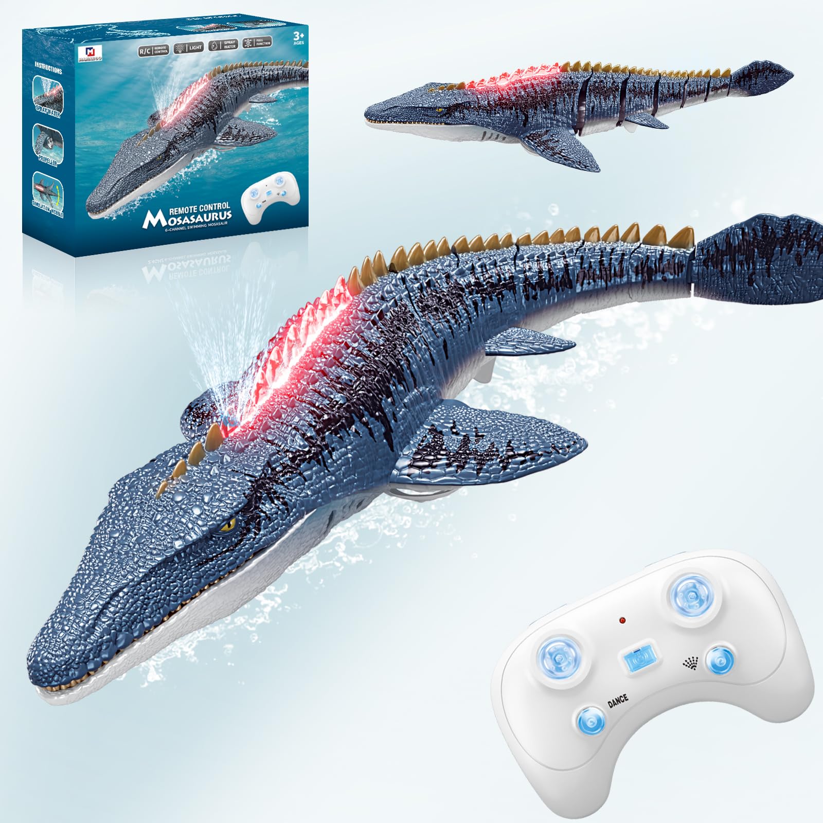 Remote Control Mosasaurus Dinosaur Toys for Boys Kids Swimming Pool High Simulat