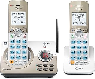 AT&T DL72219 DECT 6.0 2-Handset Cordless Phone for Home with Connect to Cell, Call Blocking, 1.8" Backlit Screen, Big Buttons, intercom, and Unsurpassed Range
