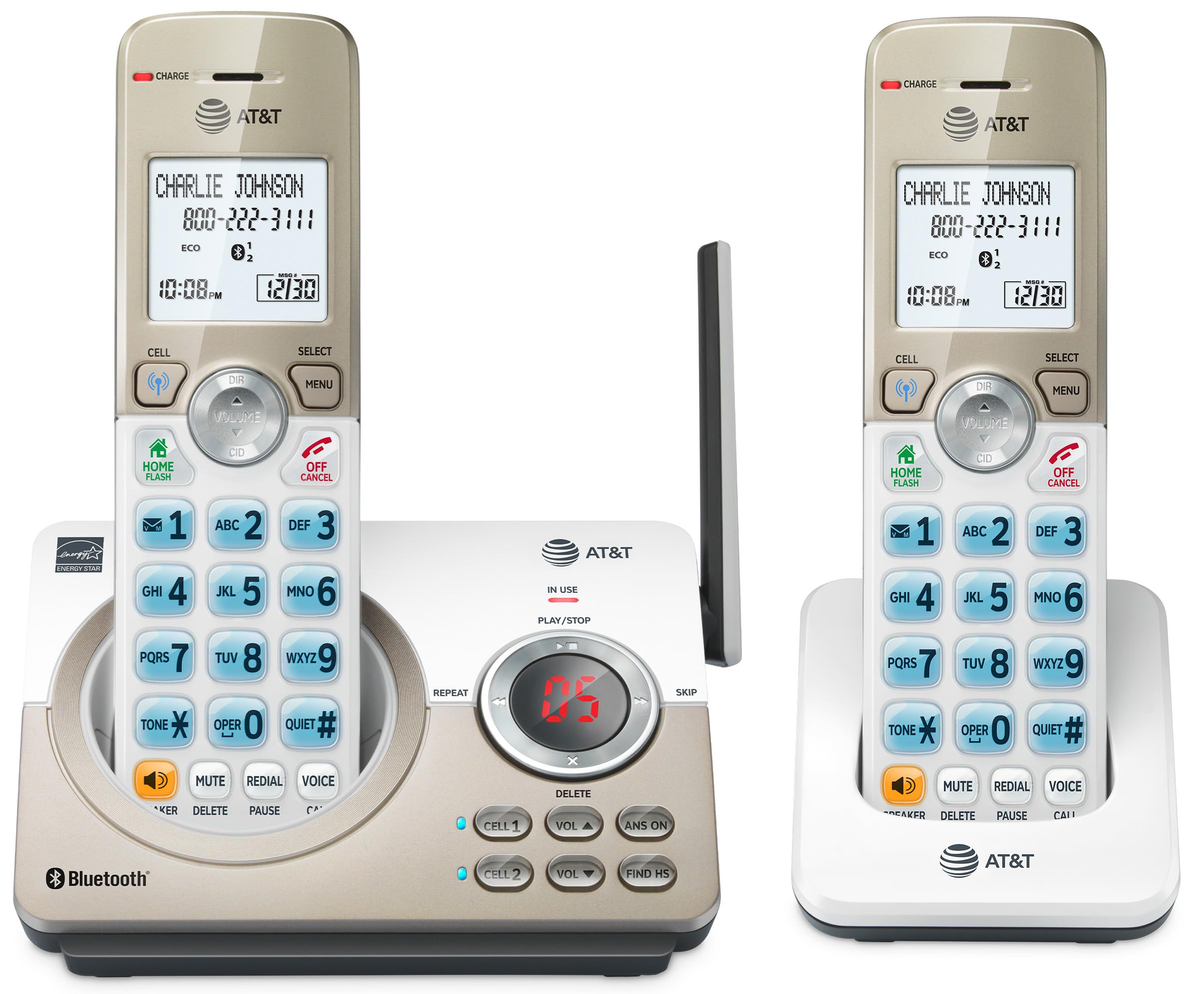 AT&T DL72219 DECT 6.0 2-Handset Cordless Phone for Home with Connect to Cell, Ca
