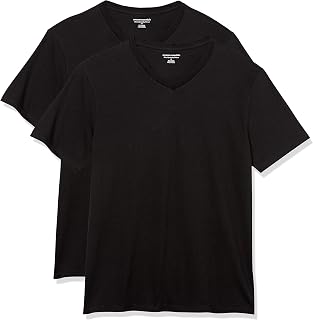 Amazon Essentials Men's Cotton Short-Sleeve V-Neck T-Shirts, Pack of 2