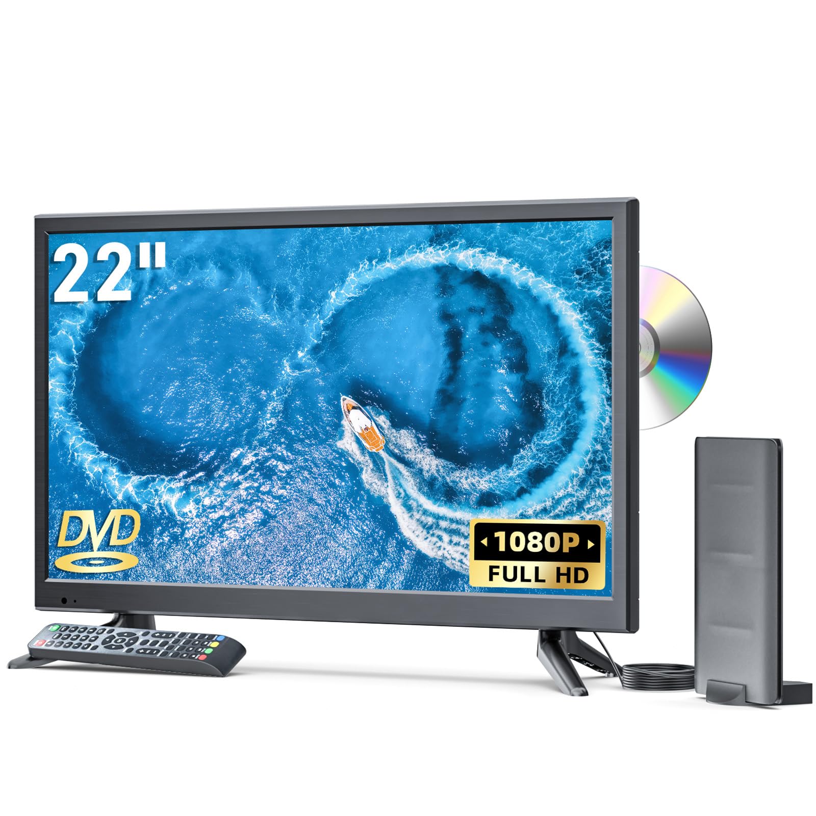 Erasiny 22.9 Inch TV with DVD Player Built-in, Small Flat Screen with HDMI/USB/A