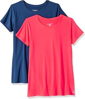 Amazon Essentials Haut Sport Manches Courtes Active, Extensible, Séchage Rapide, Sport, Salle et Course Femme, Packs Multiples