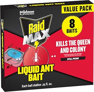 Raid MAX Liquid Ant Killer Baits, Indoor & Outdoor Use, 8 Count | Kills the Queen and Colony, Insect Repellent & Pest Control