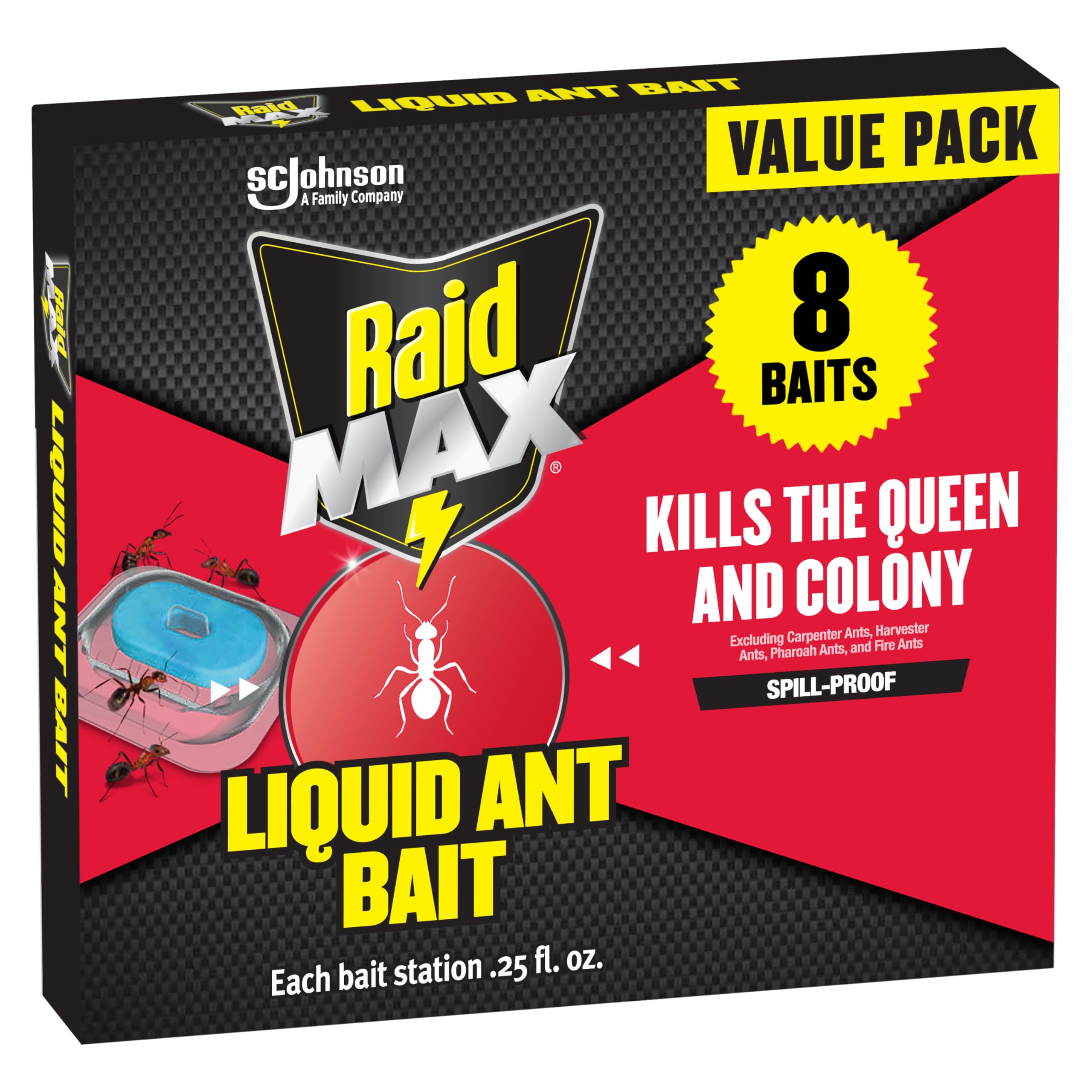 Raid MAX Liquid Ant Killer Baits, Indoor & Outdoor Use, 8 Count | Kills the Quee