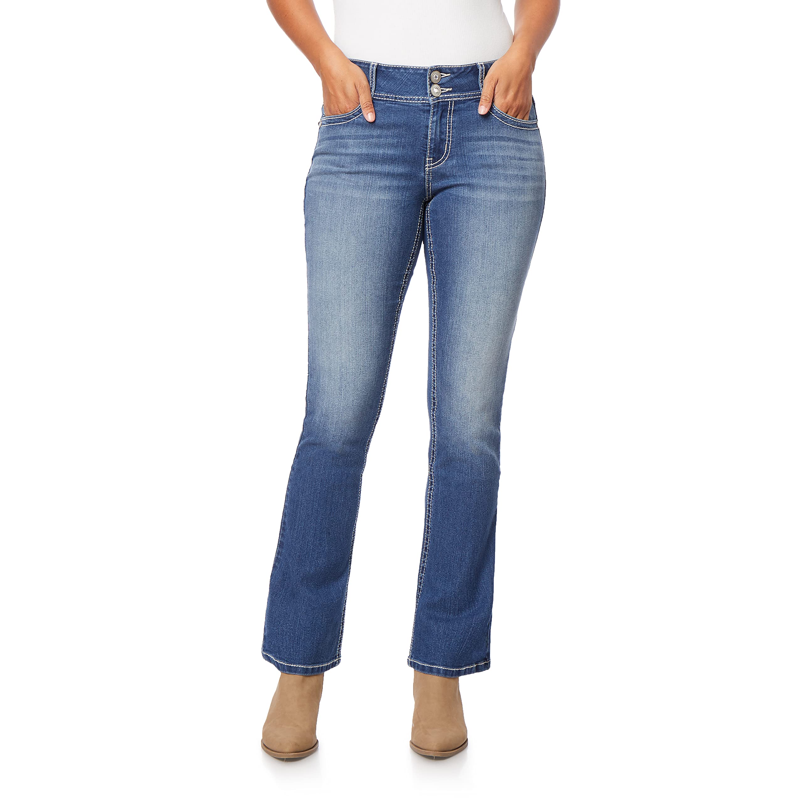 WallFlower Luscious Curvy Women's Mid Waist Bootcut Jeans Insta Stretch Denim Fi