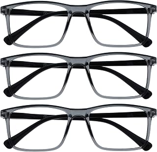 OPULIZE Ink Pack 3 Glasses Short Distance Myopia View Large Grey Men Women MMM4-7 -1.50