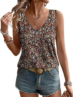 WIHOLL Womens Tank Tops Loose Casual Summer Tops Eyelet V Neck Basic Sleeveless Shirts Trendy 2026