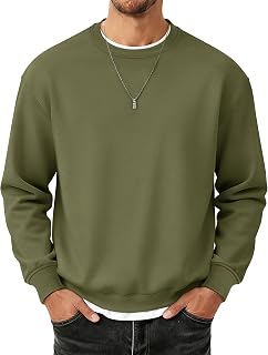 MAGCOMSEN Mens Sweatshirt Fleece Lined Long Sleeve Cotton Crewneck Pullover Winter Warm Casual Thermal Basic Tops