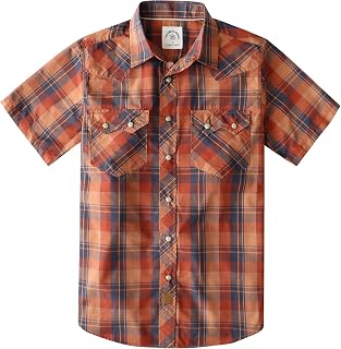 Dubinik® Pearl Snap Western Shirt for Men Short Sleeve 2 Sawtooth Pocket