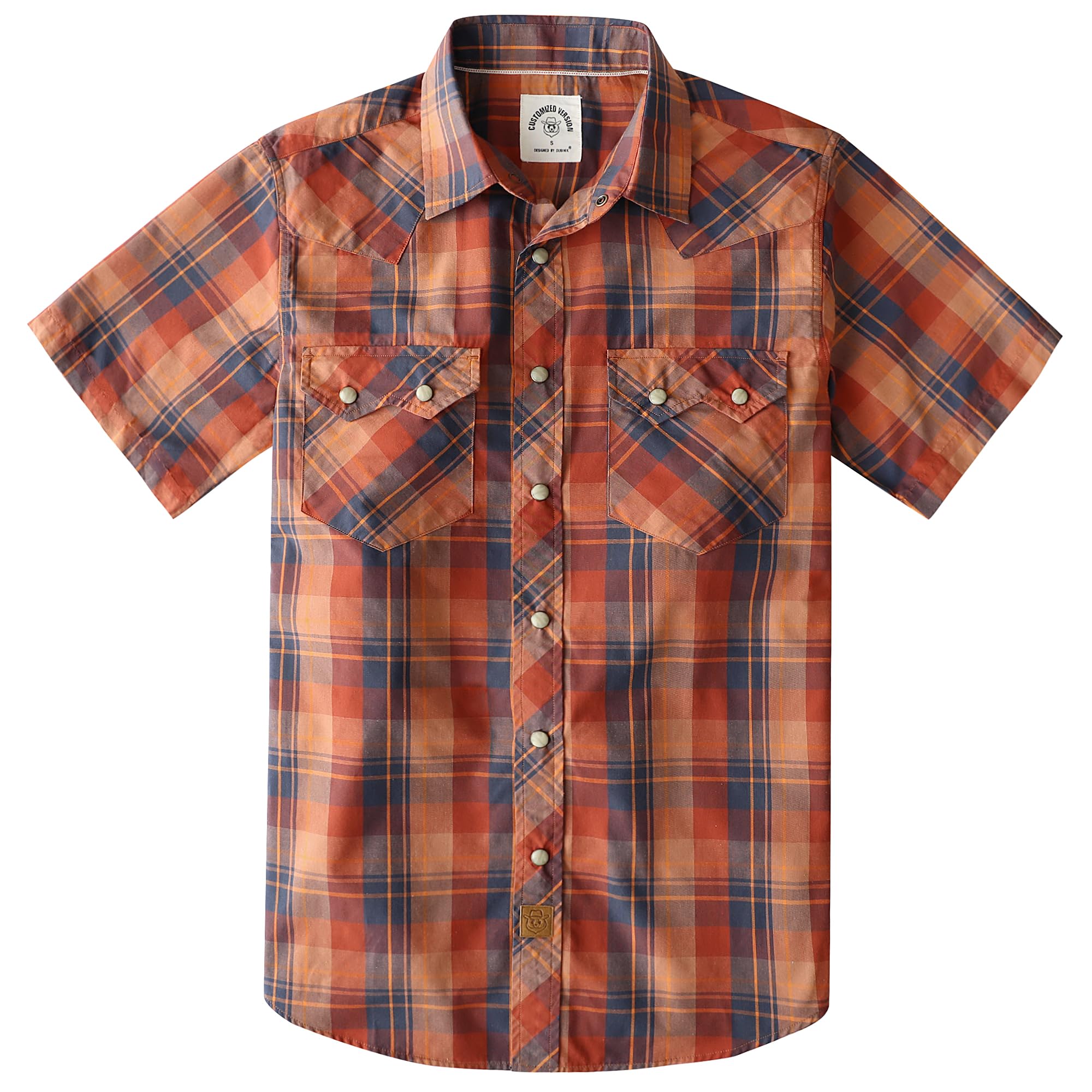 Dubinik® Pearl Snap Western Shirt for Men Short Sleeve 2 Sawtooth Pocket