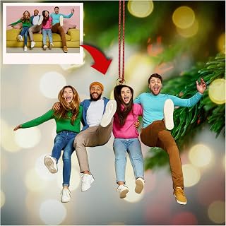 Personalized Photo Ornament, Custom Christmas Ornaments, Double-Sided Print, 2D Acrylic, 3.5", 4.25" or 5.25", with Ribbon