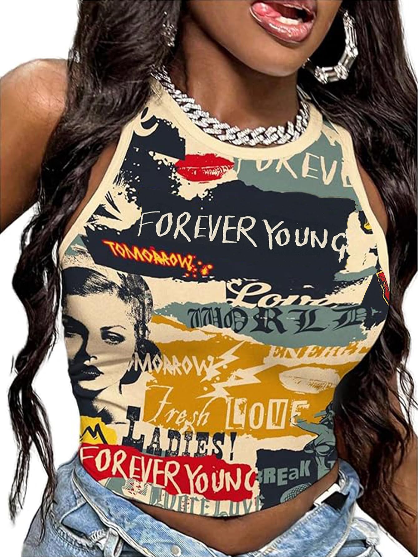 SOLY HUX Women's Y2k Vintage Graphic Tank Top