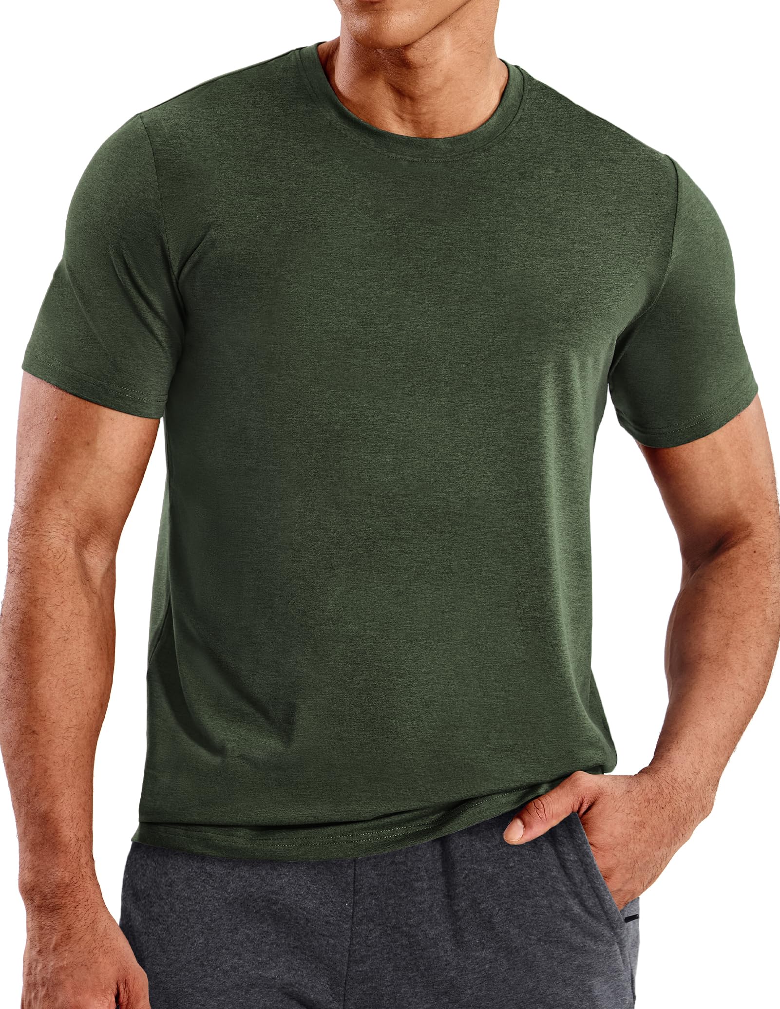 MIER Men's Short Sleeve Dry Fit Soft T-Shirt Athletic Breathable Active Casual R