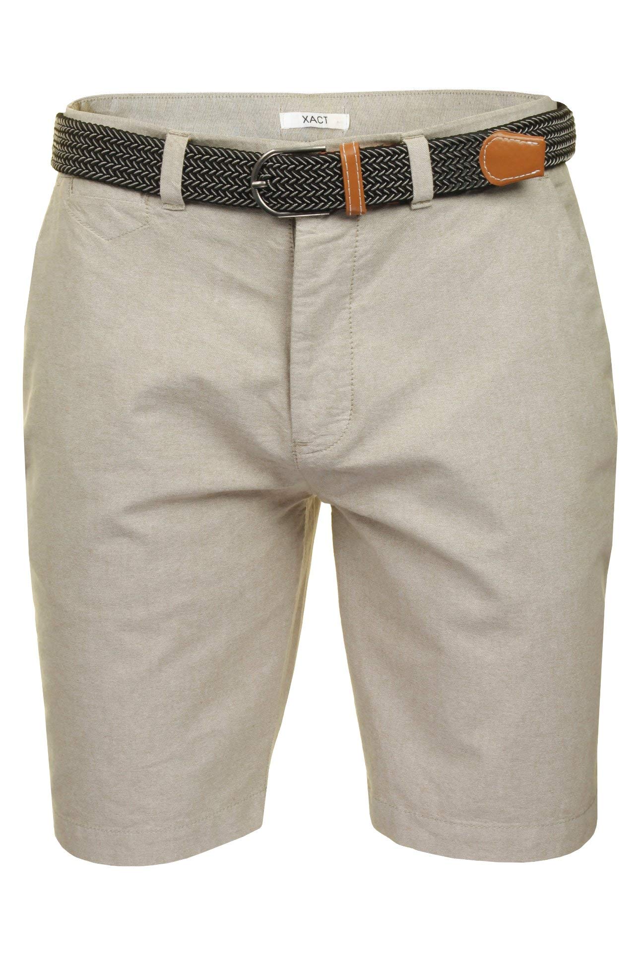 Xact Men's Cotton Chino Shorts with Belt - Oxford, Regular Fit, Summer Stylish a