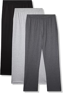 Hanes Pantalon pour Homme, Pantalon Essentials à Fond Ouvert avec Poches, Pantalon athlétique décontracté pour Homme, Noir/Anthracite chiné/Acier Clair, Taille L