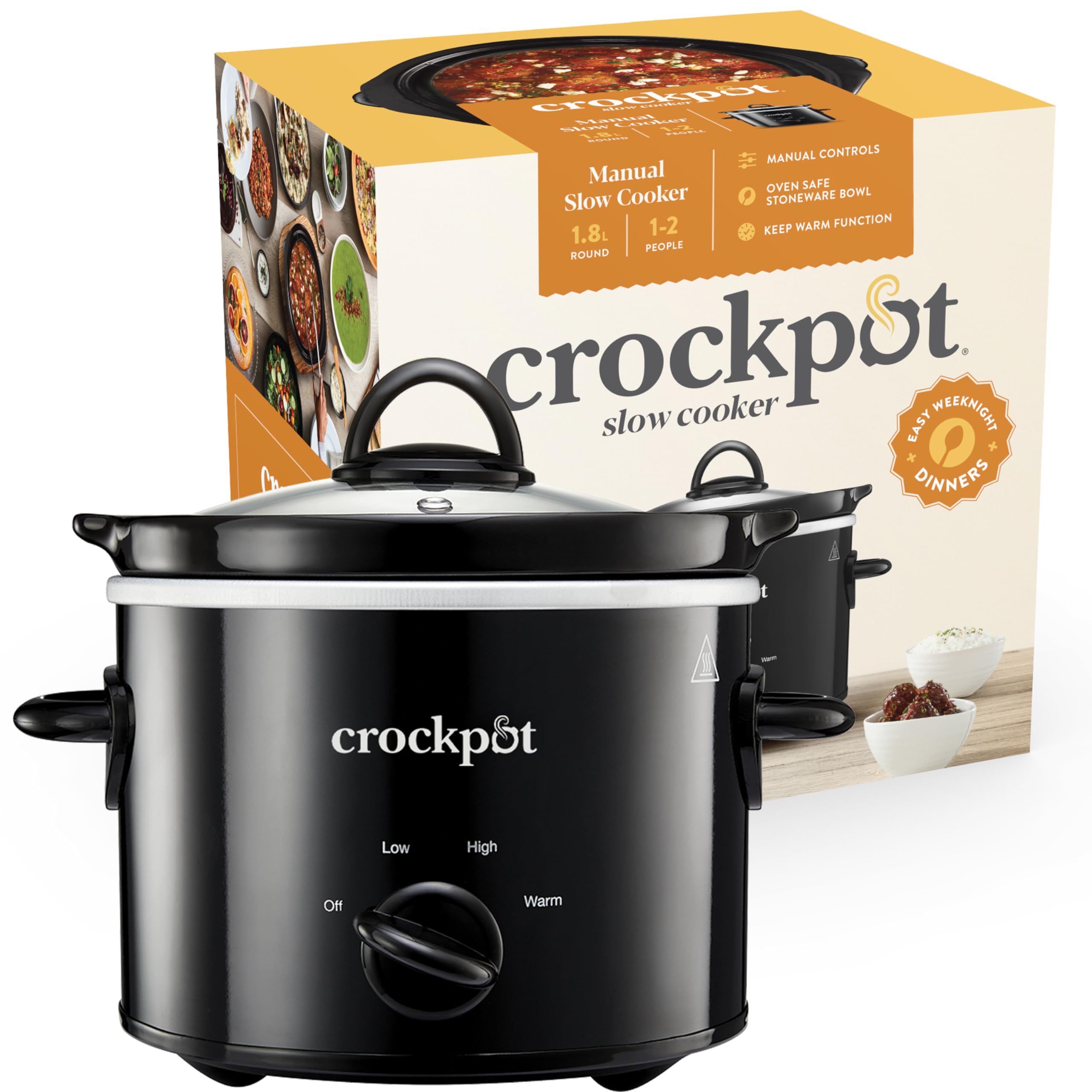 Crock-Pot Slow Cooker | Removable Easy-Clean Ceramic Bowl | 1.8 L Small Slow Coo
