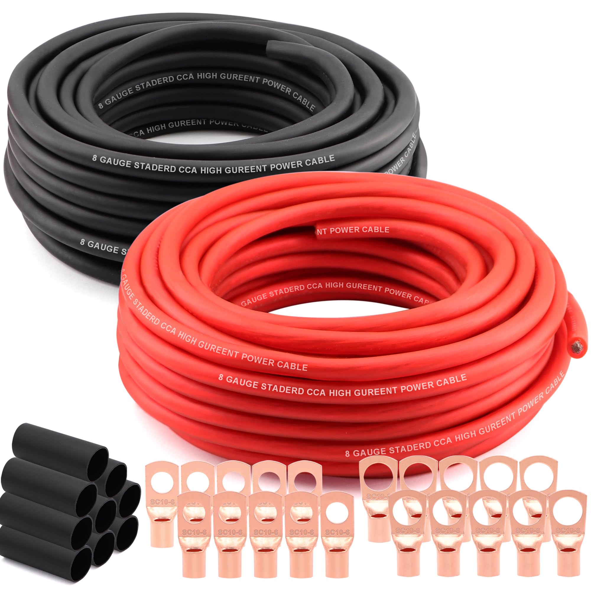 8 Gauge Wire (50ft Each - Red/Black) Copper Clad Aluminum CCA - Primary Automoti
