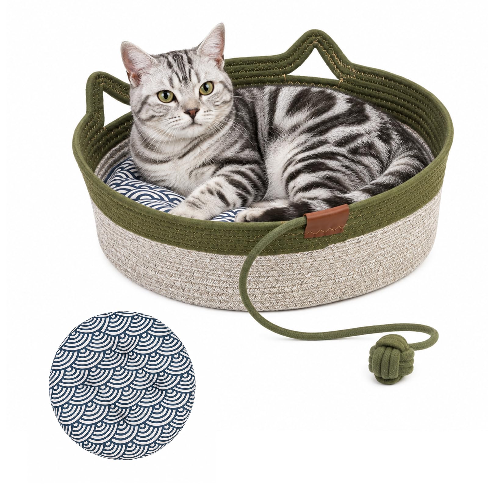 Instinct Basket Stimuli Handwoven Rope Cotton Cat Bed with Cushion Large | Breat