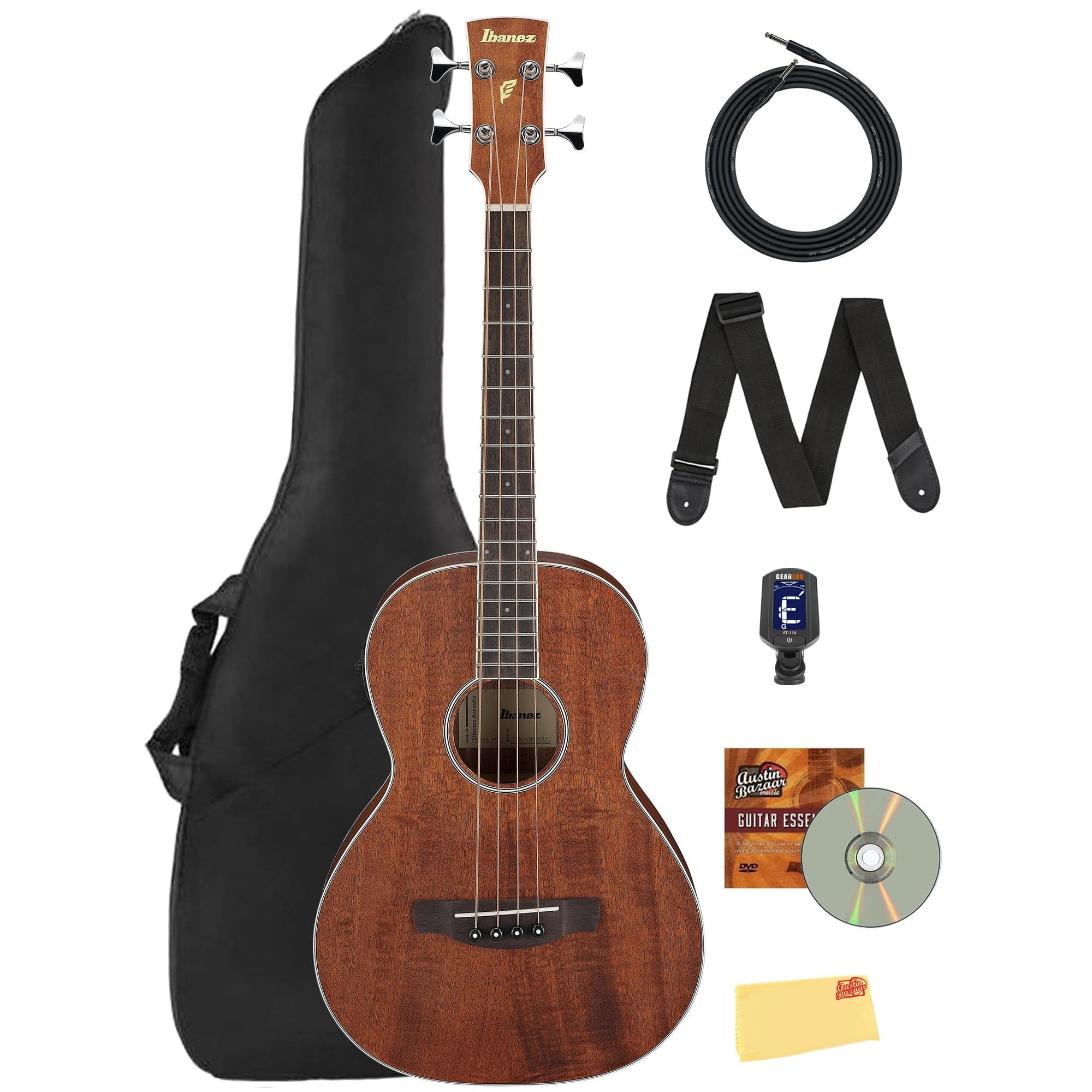 Ibanez PNB14E Acoustic-Electric Bass Guitar - Open Pore Natural Bundle with Gig 