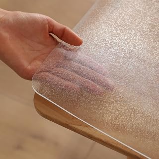 Tablecloth Embossed Transparent 75x160cm 2mm Thick PVC Table Mat Frosted Rectangle Desk Mat Odorless Vinyl Bubble Free Rectangle Table Cover Waterproof Stain Resistant Water Repellent (Embossed