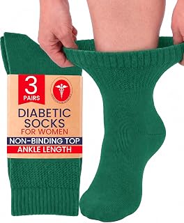 Hugh Ugoli Women's Diabetic Ankle Socks | Super Soft & Breathable Bamboo Socks, Wide, Loose Fit & Stretchy for Swollen Ankles | Non-Binding Top & Seamless Toe, Shoe Size 4-7/8-9.5 [3 Pairs]