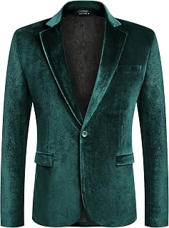 Coofandy Mens Velvet One Button Blazer (1 Pack)