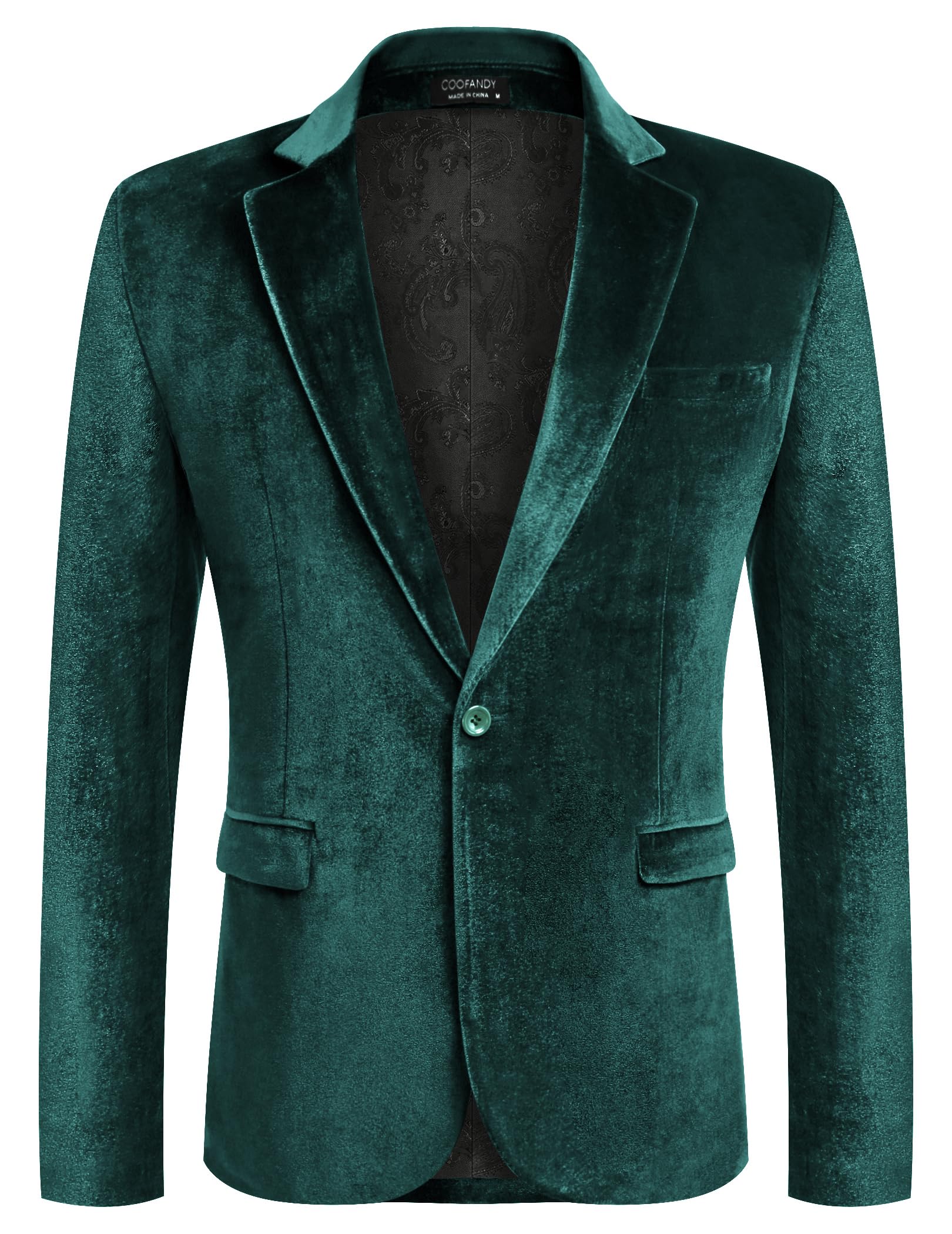Coofandy Mens Velvet One Button Blazer (1 Pack)