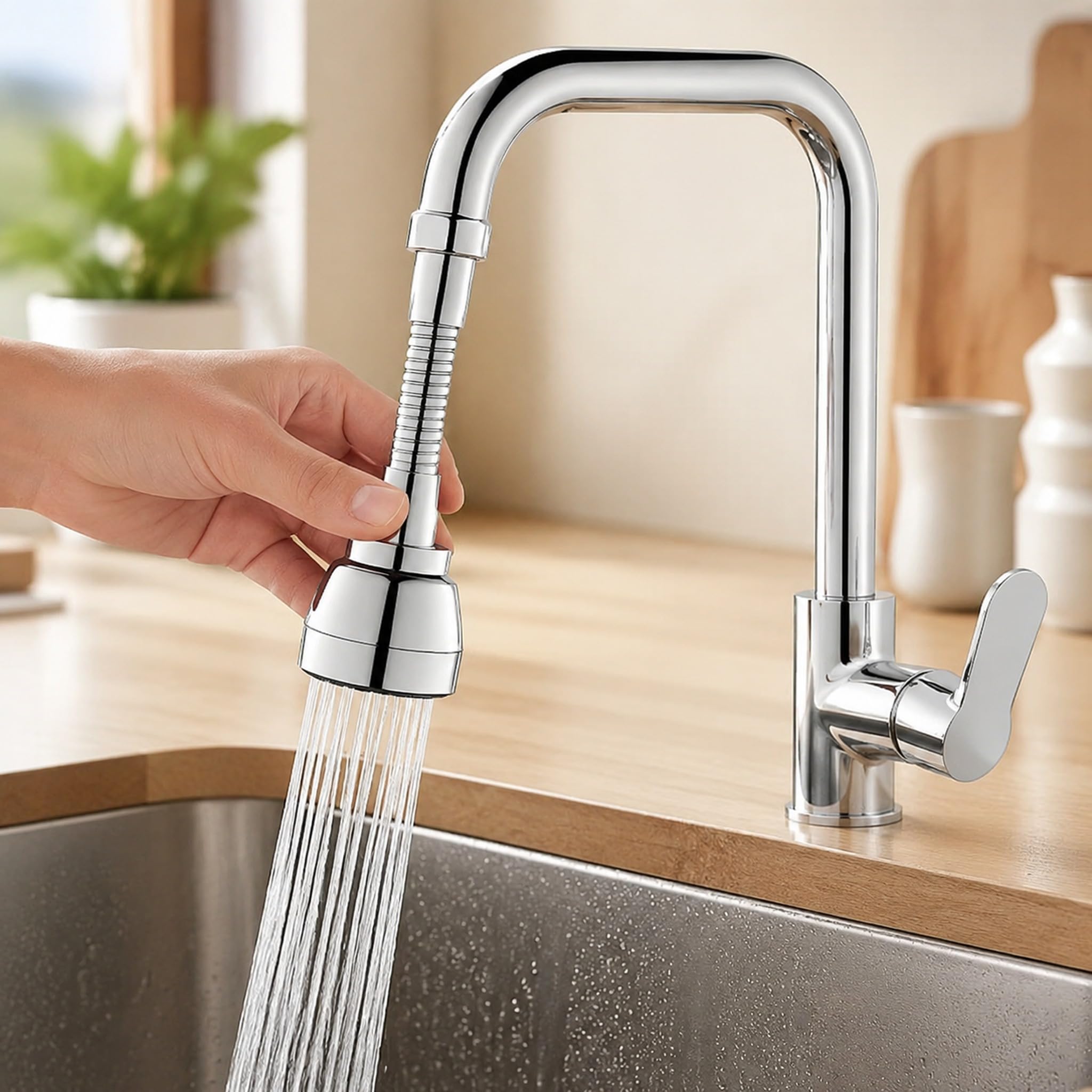 Kitchen Faucet Aerator with Sprayer - Adjustable Water Saving Nozzle for Easy Ho