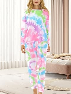 Women's Trendy Tie Dye Pajamas 2 Piece Soft Long Sleeve & Pants Pajama Set Jammy