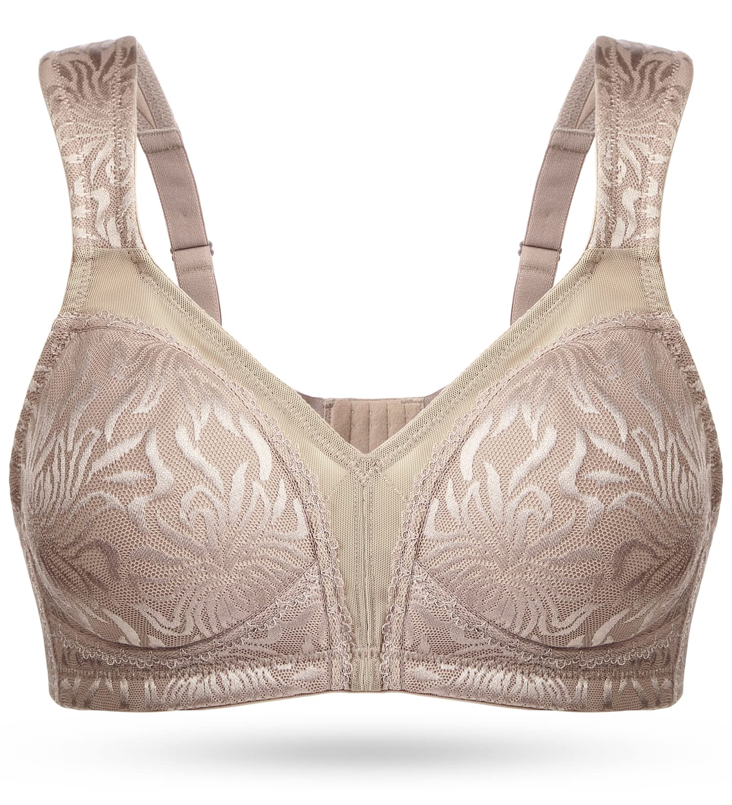 WingsLove Women's Full Cup Minimizer Bra Wide Straps Non-Wired No Padding Bra Co