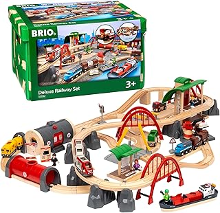 BRIO World Deluxe Railway Set - 87-Piece Wooden Train Set - Includes Passenger & Freight Trains, Stations, Accessories - FSC-Certified - Safe & Sustainable - Fun Play for Kids Ages 3 & Up