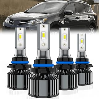 Led Headlights Fit for Toyota RAV4 2013-2015 Headlight Bulbs,9005/HB3/H10 High Beams +9005/HB3/H10 Low Beams Combo Kit,Plug And Play,Pack of 4 (Toyota RAV4 2013-2015)
