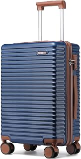 20 Inch Cabin Suitcase 55 x 40 x 20 cm with 4 Swivel Wheels TSA Lock Lightweight Hard Travel Suitcase Small Luggage Blue 51cm Hardside Wheeled Hand Luggage