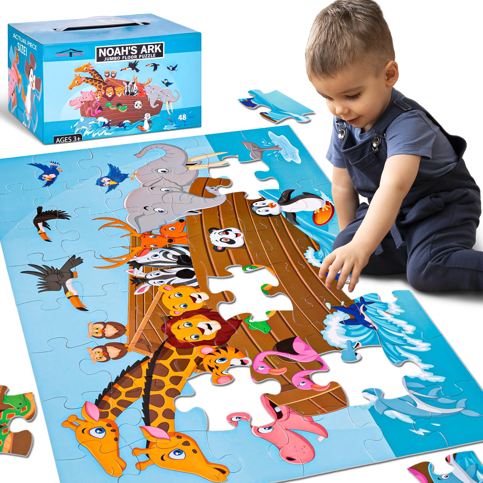 LovesTown 48PCS Floor Puzzles, Jumbo Animal Puzzles, Large 3x2 FT | Puzzle with 